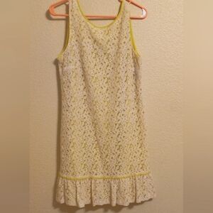 Ann Taylor Loft White Lace, Lime Green Lined Dress, Size 10